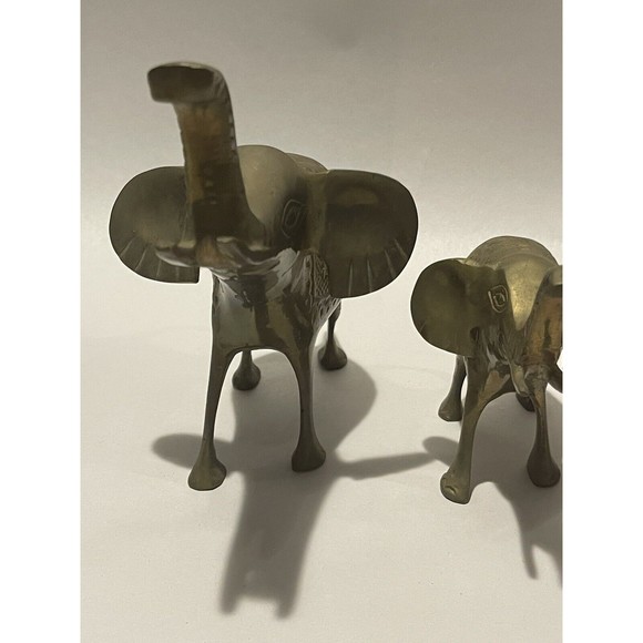 Set Of 3 Very Detailed BRASS ELEPHANTS FAMILY Figures Made in India - Picture 5 of 15